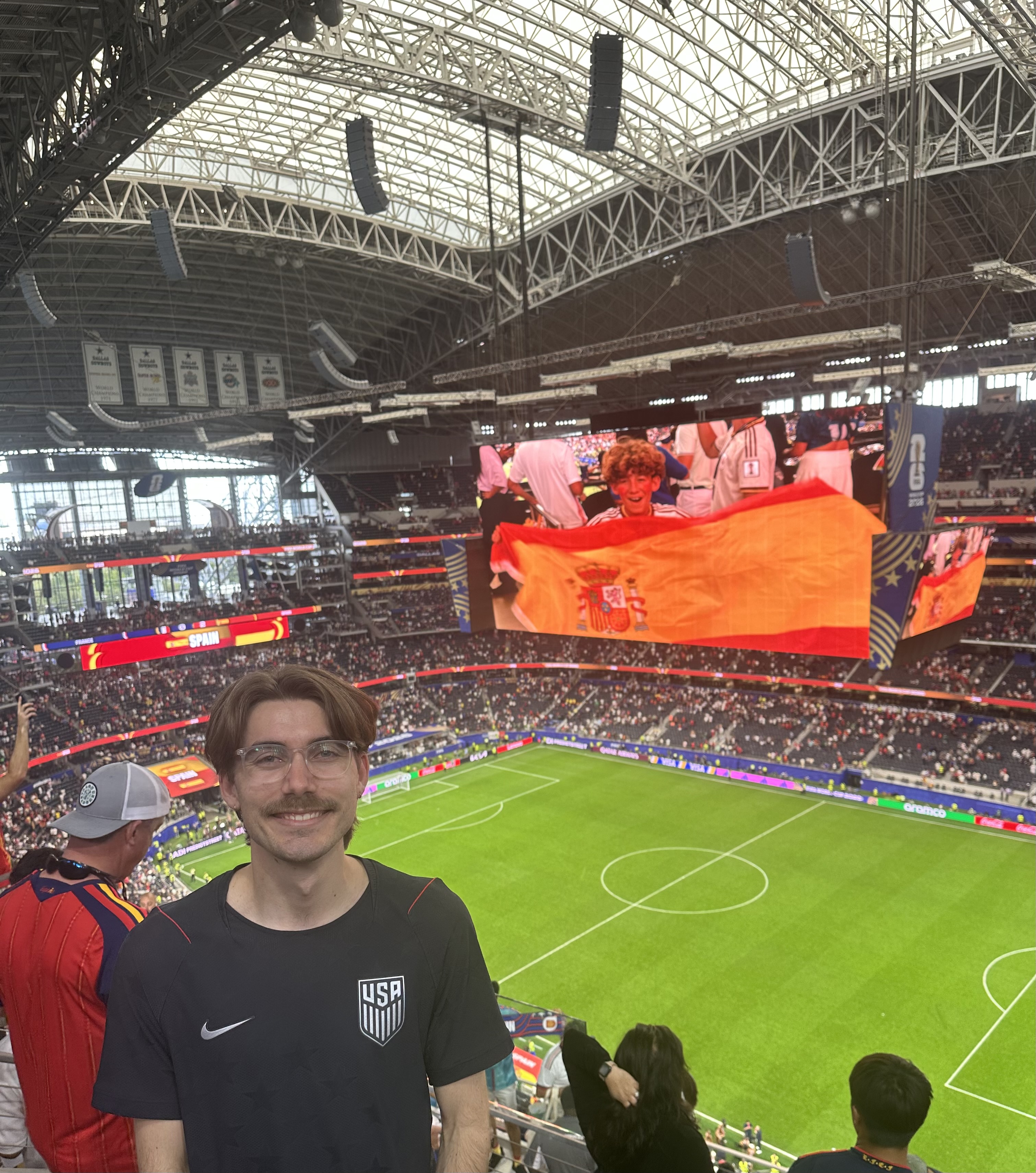 Cameron at the Spain versus France match in Dallas